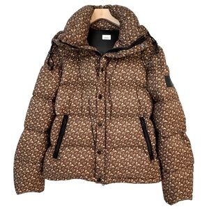 Burberry Monogram Down Puffer Coat Detachable Sleeve Tan Brown XXXL